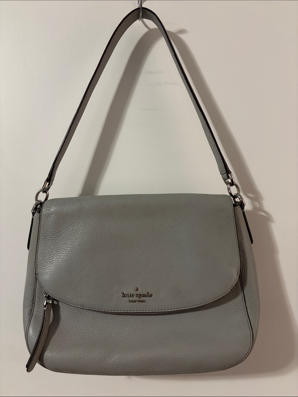 Kate Spade Gray Leather Flap Shoulder Bag